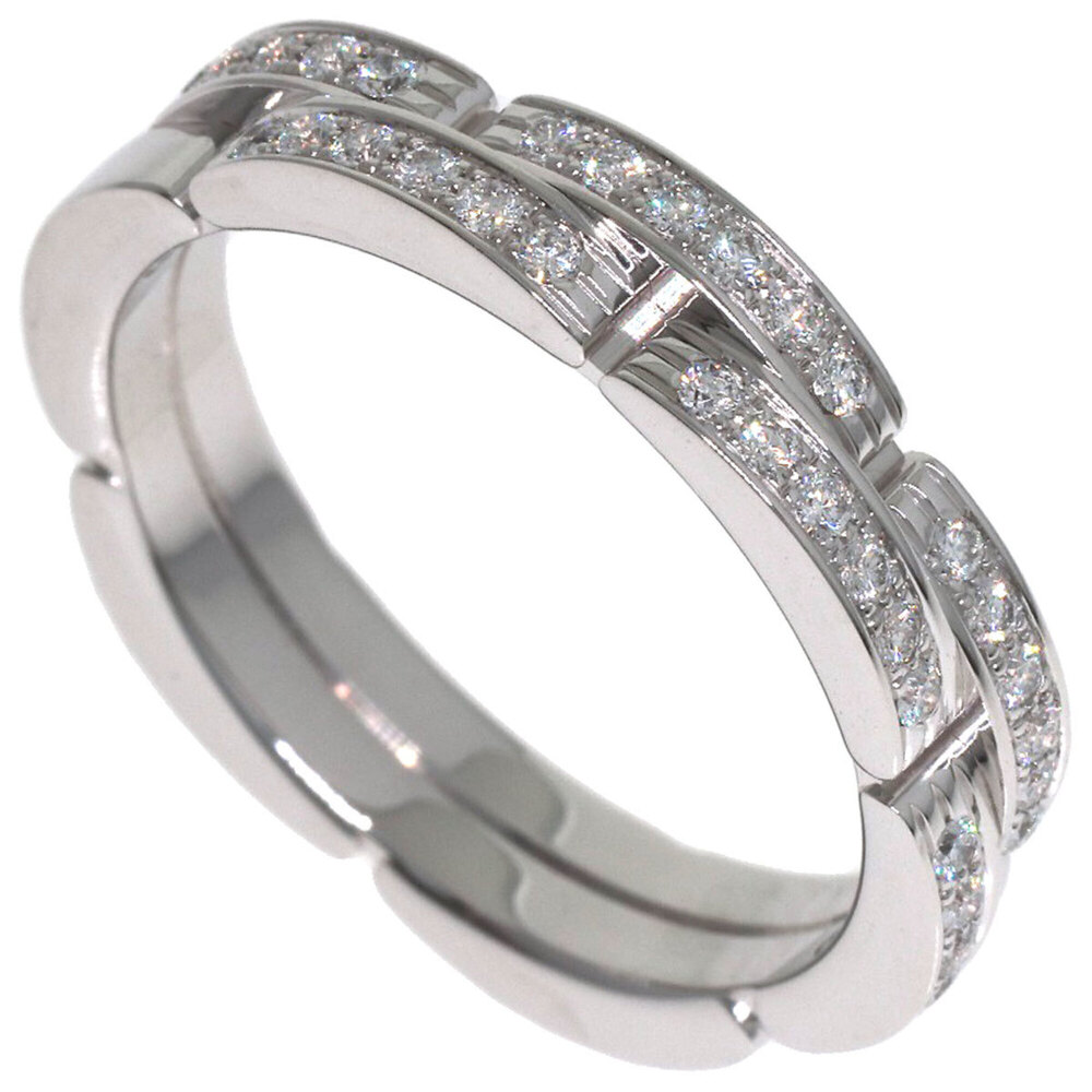 Cartier Maillon Panthère 2-Row Diamond Ring #55 18K White Gold Women's CARTIER